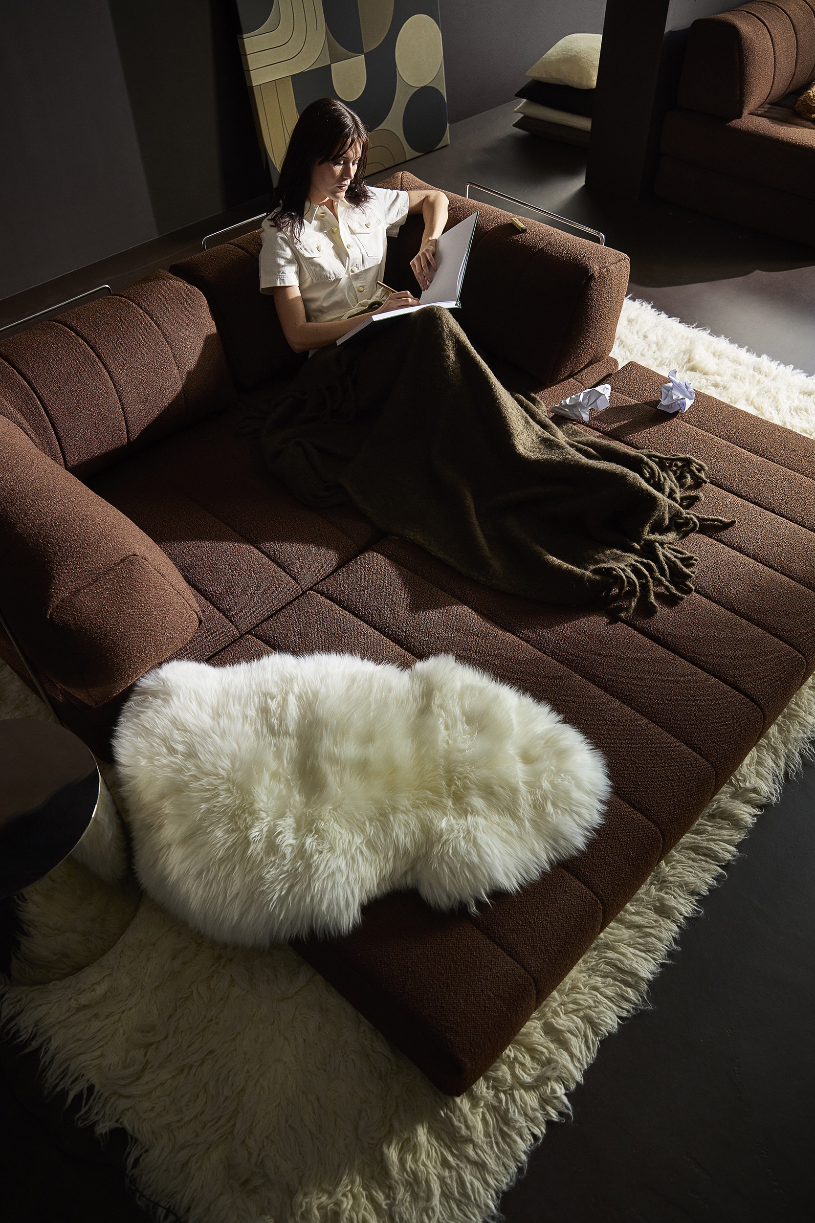 CozyPad Schlafsofa modular in Burnt Orange – 70er Design Sofa-Bett